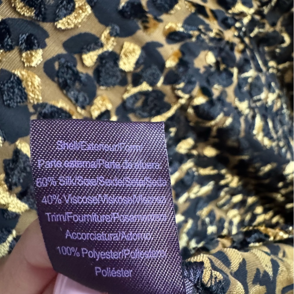 Hale Bob Leopard Cheetah Print Velvet Burnout Semi Sheer Boho Long Sleeve Blouse - Picture 7 of 7